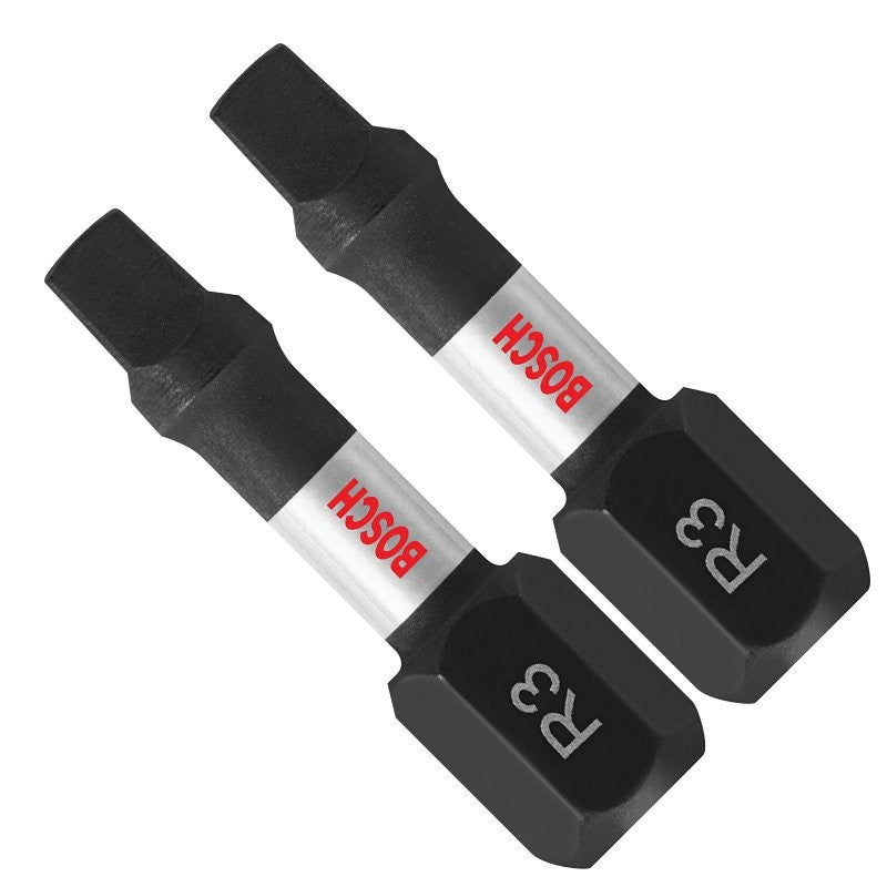 Bosch Impact Tough ITSQ3102 Screwdriver Insert Bit, #3 Drive, Square Recess Drive, 1/4 in Shank, Hex Shank, 1 in L
