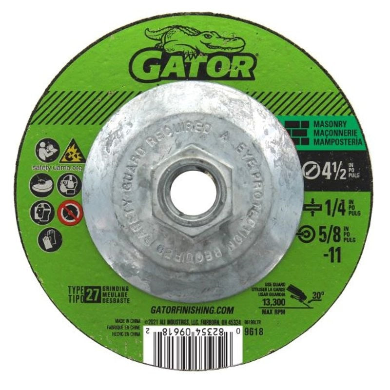 GatorBlade 9618 Cut-Off Wheel, 4-1/2 in Dia, 1/4 in Thick, 5/8-11 in Arbor, Silicone Carbide Abrasive, 24 Grit