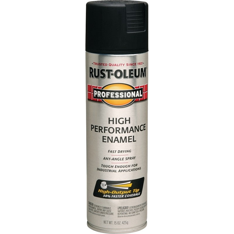 Rust-Oleum 7578838 Enamel Spray Paint, Flat, Black, 15 oz, Can