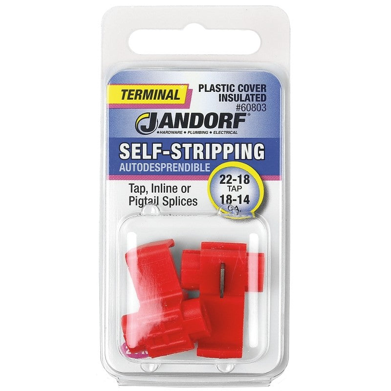 Jandorf 60803 Terminal, 22 to 18 AWG Wire, Plastic Insulation, Copper Contact, Red