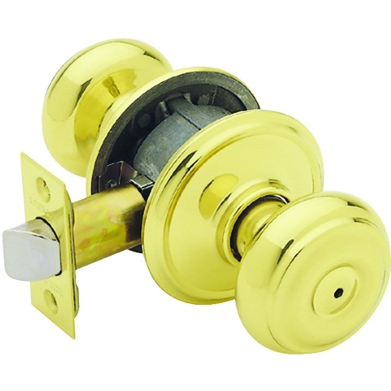 Schlage Georgian Series F40 GEO 605 Privacy Lockset, 2.31 in L x 2.75 in W x 2.75 in H Dimensions, Yes, Bright Brass