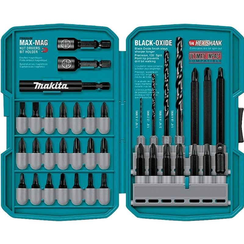 Makita T-01373 Drill/Drive Set, 38-Piece, Steel, Black Oxide