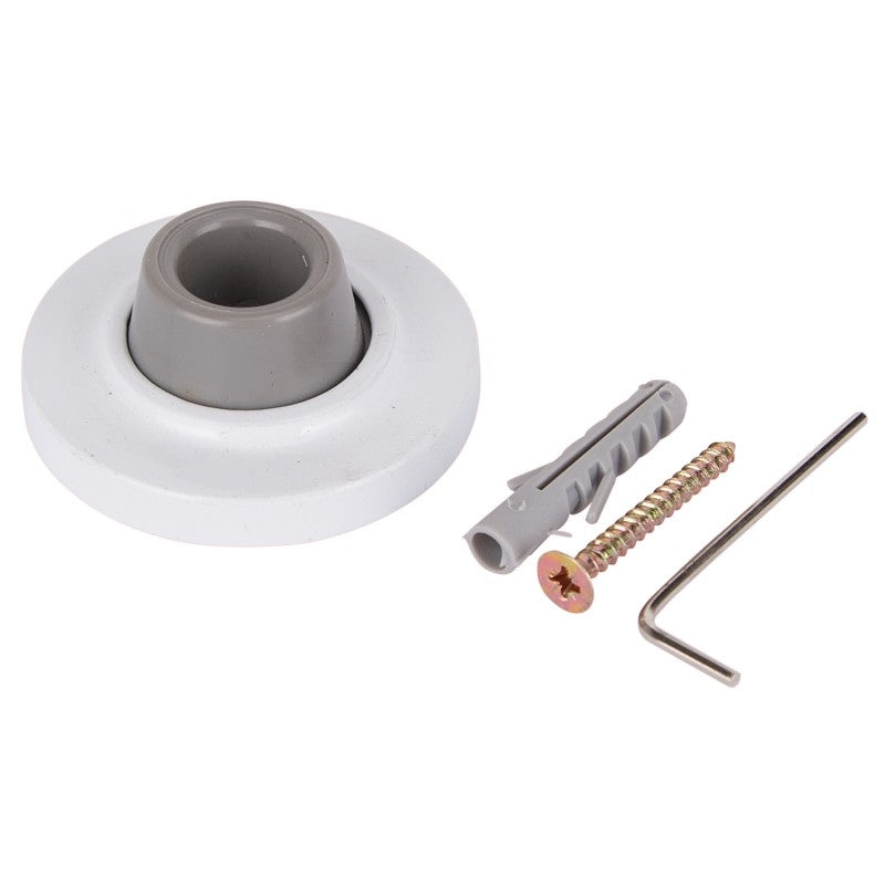 ProSource LR-005-WH-PS Door Stop, 2-1/2 in Dia Base, 2-1/2 in Dia Base x 1 in H Projection, Steel & Rubber