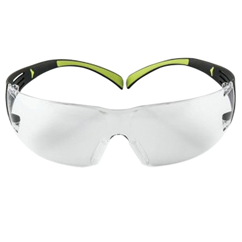 3M SF400C-WV-6 Safety Eyewear, Clear Lens, Neon Green/Black Frame, Anti-Fog, Scratch-Resistant Lens