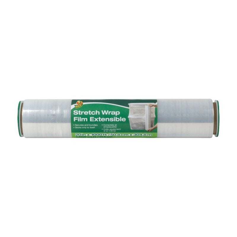 Duck 285850 Stretch Wrap Roll, 1000 ft L, 20 in W, Plastic