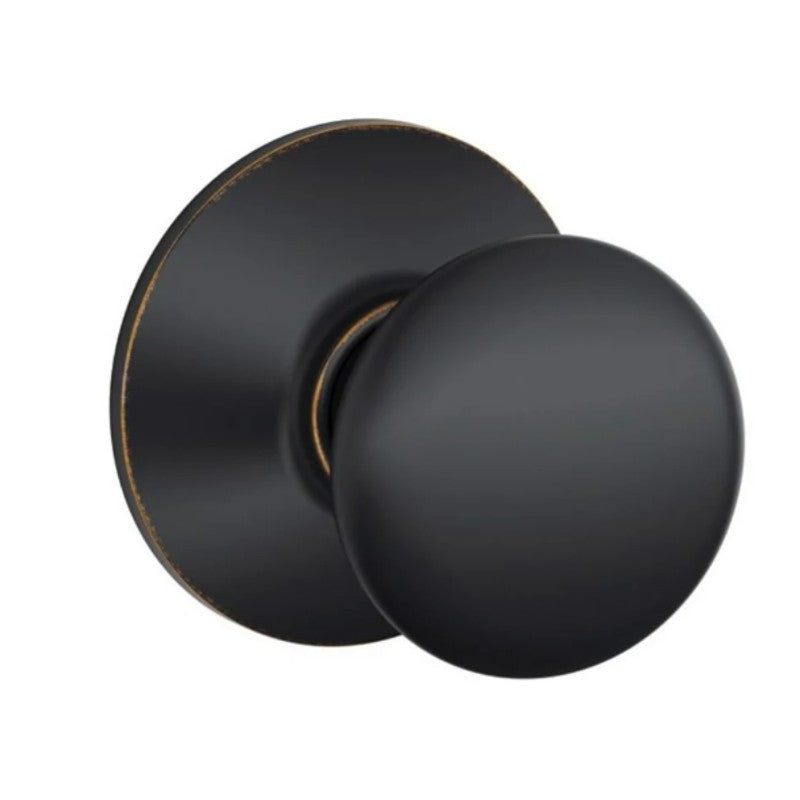 Schlage F Series F10VPLY716 Passage Knob, Plymouth, Round, 2-3/4 in Dimensions, Aged Bronze, Reversible Hand