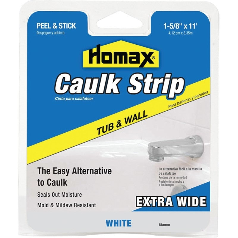 Homax 34040 Caulking Strip, White, 120 deg F, 1-5/8 in W X 11 ft L