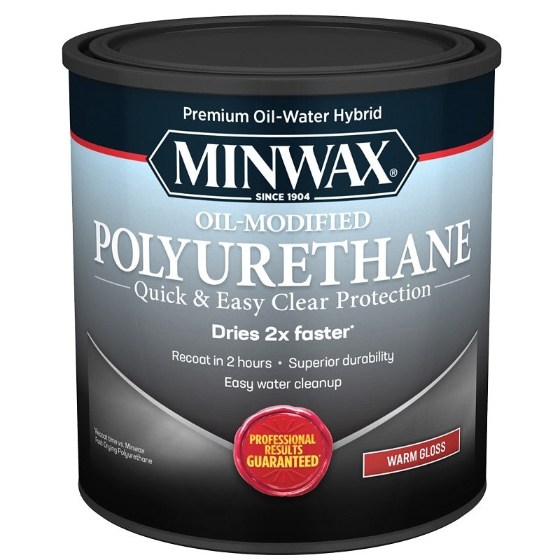 Minwax 630150444 Polyurethane, Gloss, Liquid, Clear, 1 qt, Can