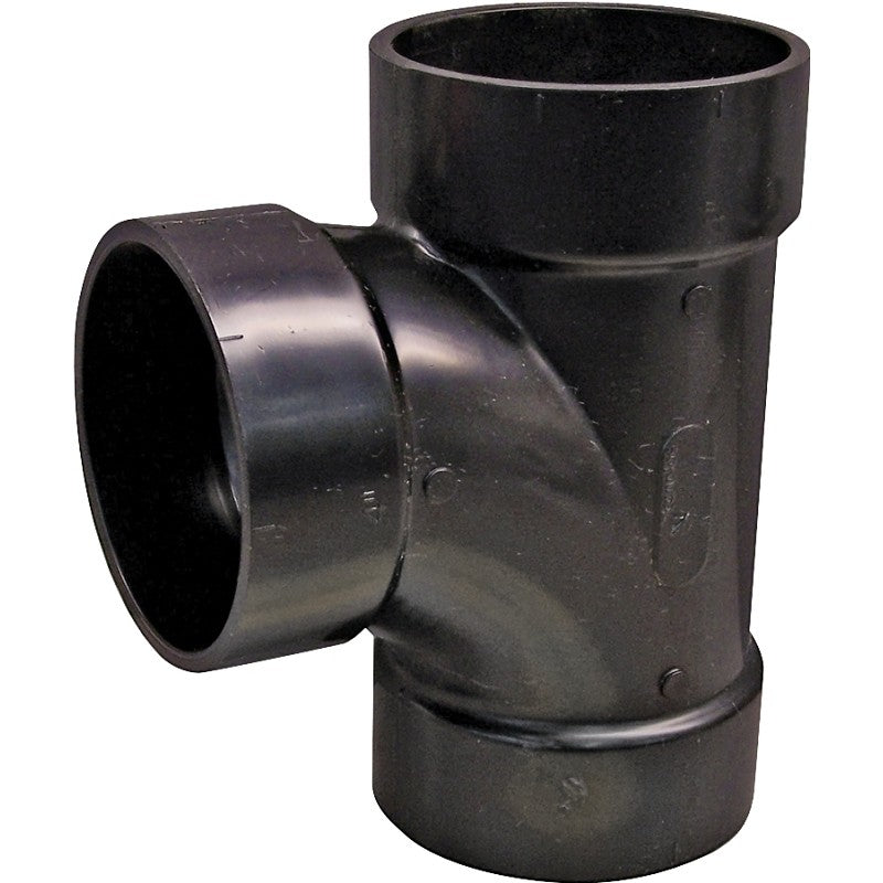 Canplas 102152LBC Sanitary Pipe Tee, 2 in, Hub, ABS, Black
