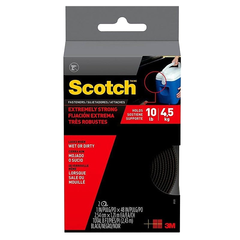 Scotch RF6741 Extreme Fastener, 1 in W, 4 ft L, Black, 10 lb