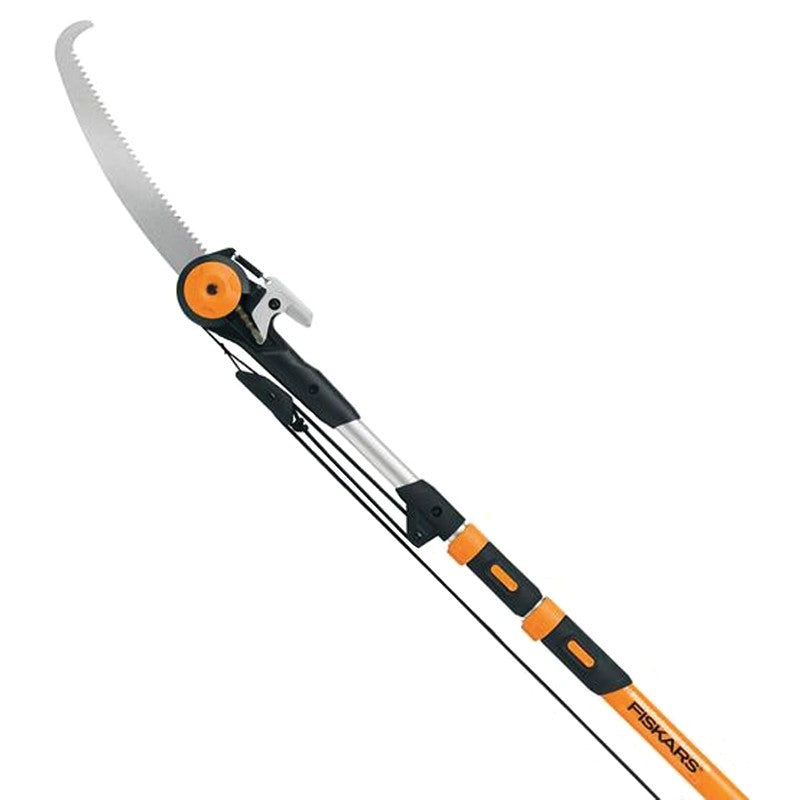 Fiskars 394631-1001 Pole Saw and Pruner, 1-1/4 in Dia Cutting Capacity, Steel Blade, 7 to 16 ft L Extension
