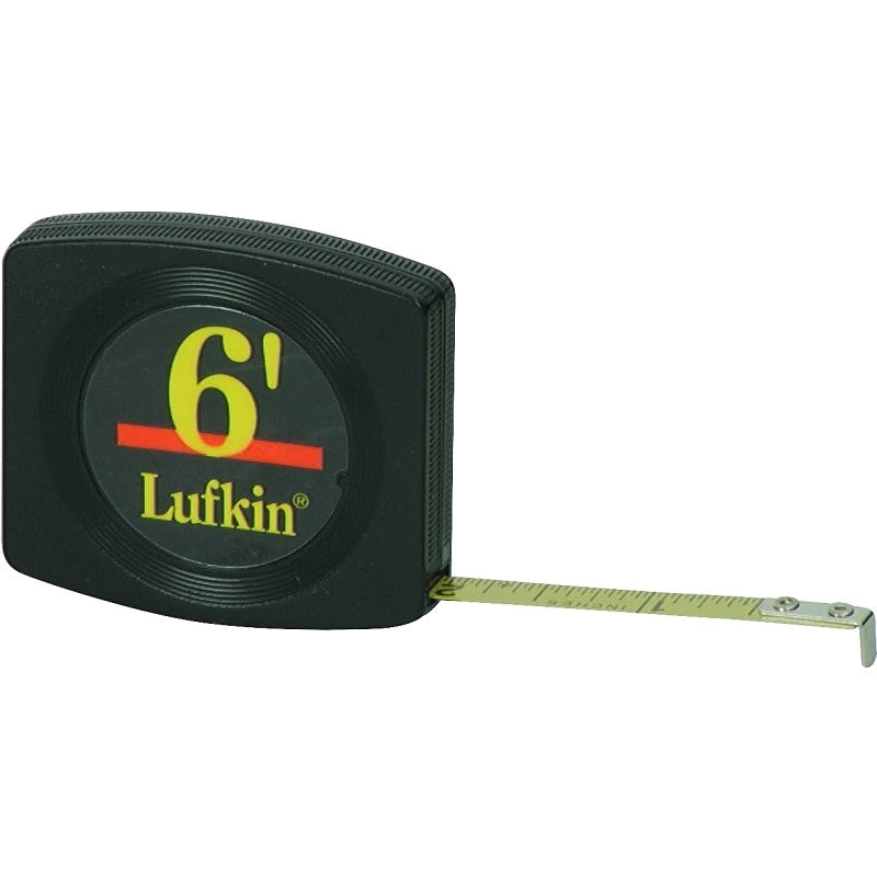 Crescent Lufkin Pee Wee Series W616 Pocket Tape Measure, 6 ft L Blade, 1/4 in W Blade, Steel Blade, Black Case