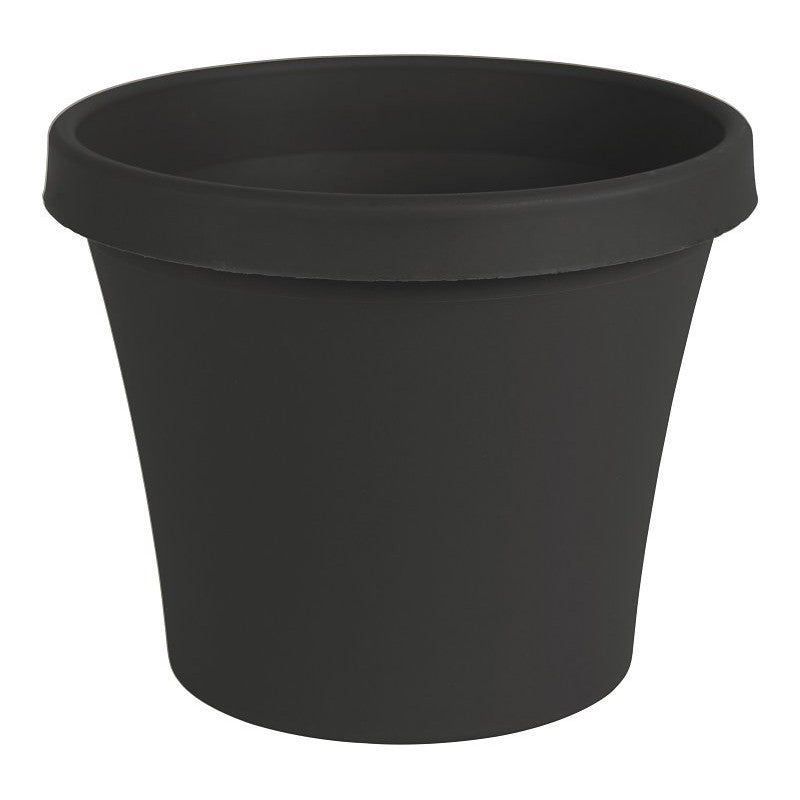 Bloem Terra Series TR0600 Planter, 5-1/2 in H, 6-1/2 in W, Round, Tapered Design, Plastic, Black, Matte