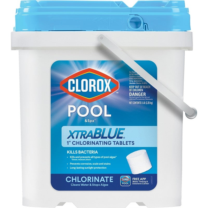 Clorox POOL & Spa XtraBlue 29005CLX Chlorinating Tablet, Solid, Chlorine, 5 lb Bucket