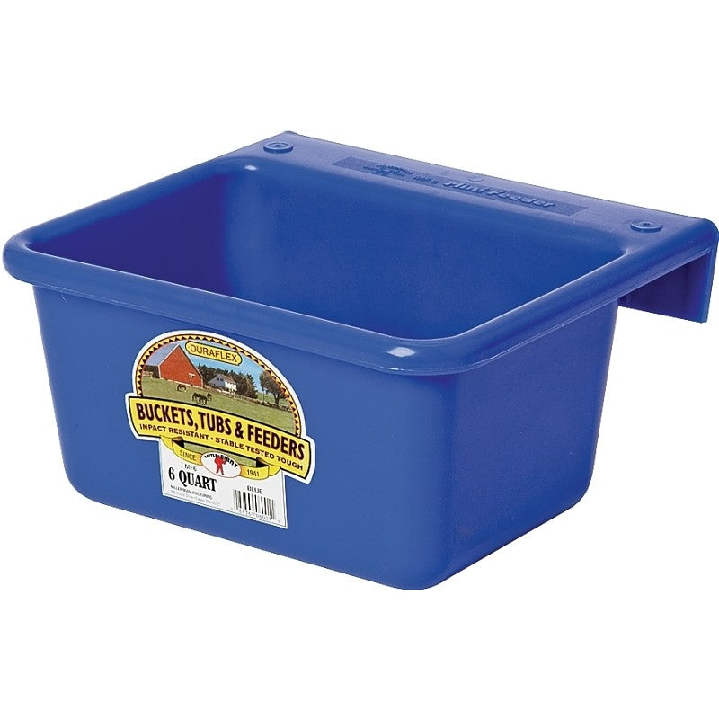 Little Giant MF6BLUE Hook Over Feeder, 6 qt Volume, DuraFlex Plastic, Blue