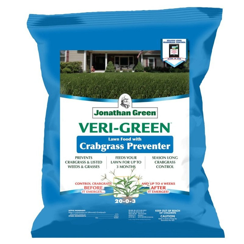 Jonathan Green Veri-Green 16001 Crabgrass Preventer Plus Lawn Fertilizer, 50 lb, Bag, Granular, 20-0-3 N-P-K Ratio