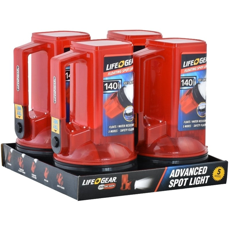 LifeGear LG114 Spotlight and Lantern, AA Battery, Alkaline Battery, LED Lamp, 300 Lumens, Flood Beam, 5 hr Run Time, Red (Pack of 4)