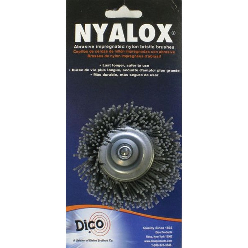 Dico 541-774-21/2 Wire Cup Brush, 2-1/2 in Dia, Nylon Bristle, 1/4 in Arbor/Shank