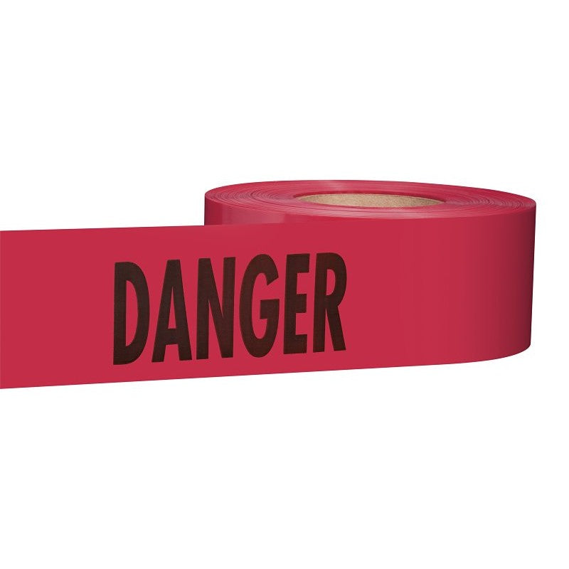 Empire 77-1004 Barricade Tape, 1000 ft L, 3 in W, Plastic Backing, Red