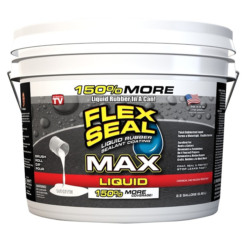 Flex Seal LFSMAXWHT02 Rubberized Coating, White, 2.5 gal, Can