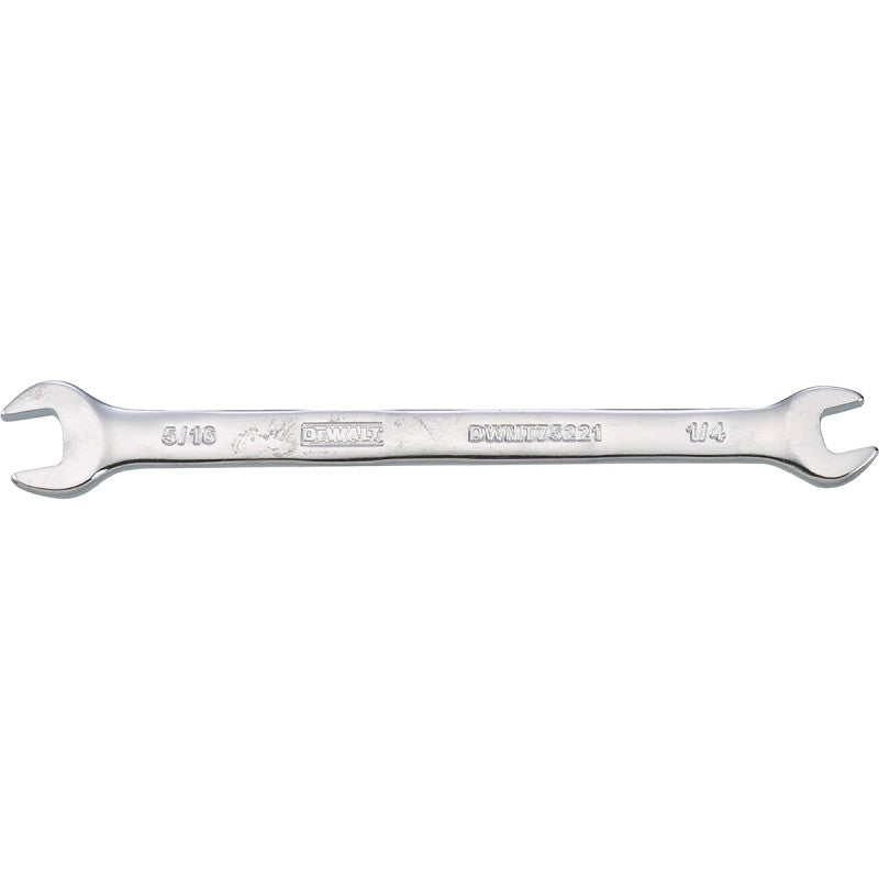 DEWALT DWMT75221OSP Open End Wrench, SAE, 1/4 x 5/16 in Head, 4-27/32 in L, Polished Chrome