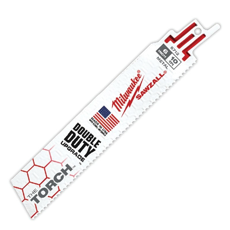 Milwaukee 48-00-5712 Reciprocating Saw Blade, 1 in W, 6 in L, 10 TPI, Bi-Metal Cutting Edge