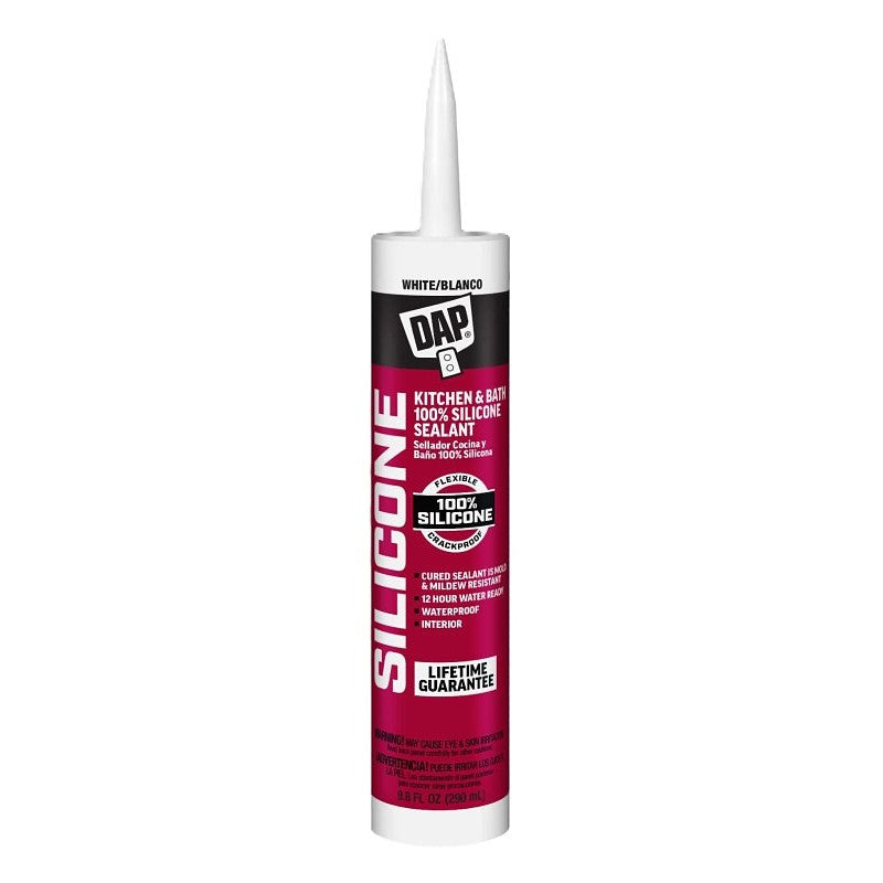 DAP 08640 Sealant, White, 24 hr Curing, -40 to 400 deg F, 9.8 oz Tube (Pack of 12)