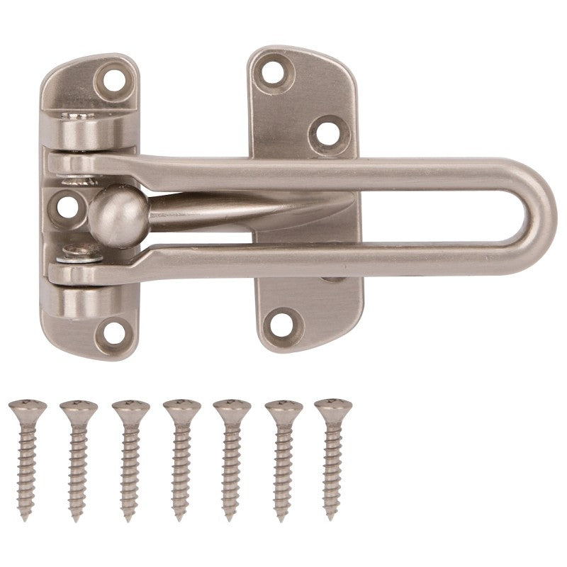 ProSource 20546SCB-PS Security Door Guard, 4-1/8 in L, 2-1/2 in W, 3 in H, Zinc Die-Cast, Satin Chrome