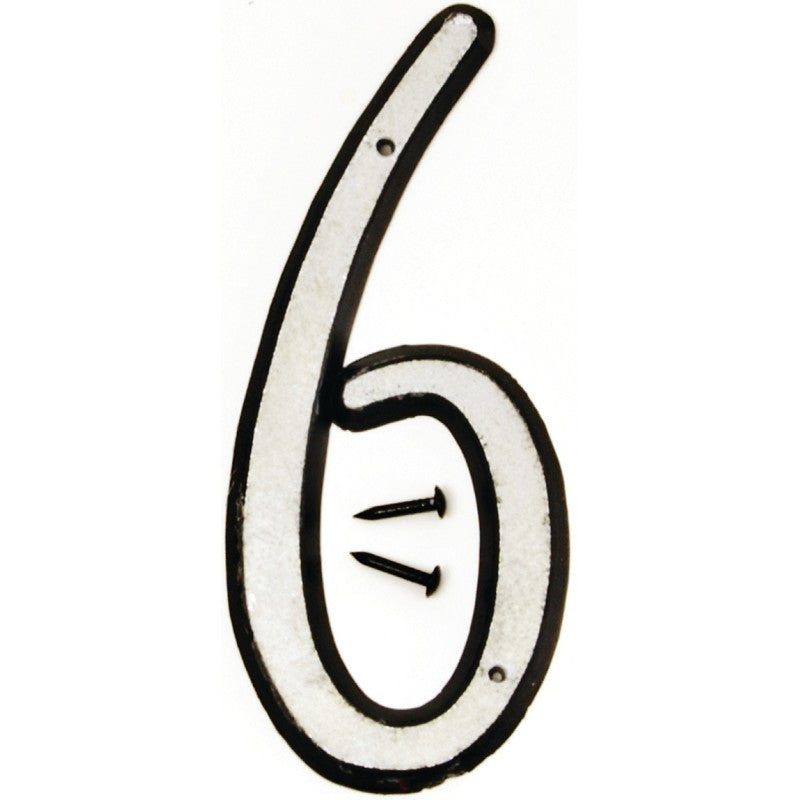 Hy-Ko 30600 Series 30606 House Number, Character: 6, 4 in H Character, Black/White Character, Plastic (Pack of 10)