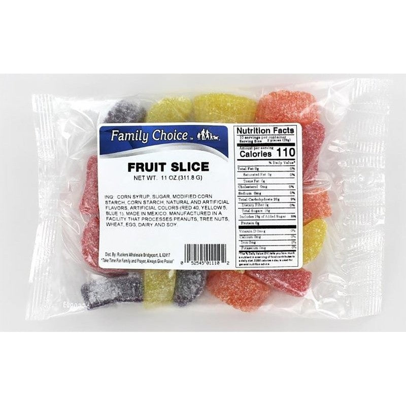 Family Choice 1110 Candy Slice, Assorted Fruits Flavor, 14 oz (Pack of 12)