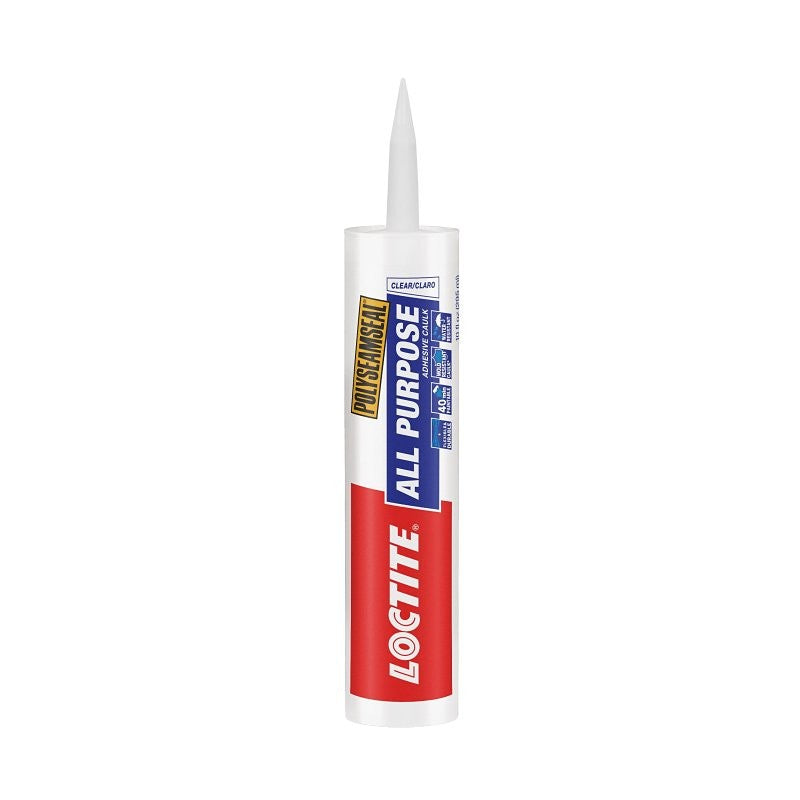 Loctite POLYSEAMSEAL 2154740 Adhesive Caulk, Clear, 24 hr to 2 weeks Curing, 40 to 100 deg F, 10 oz Cartridge (Pack of 12)