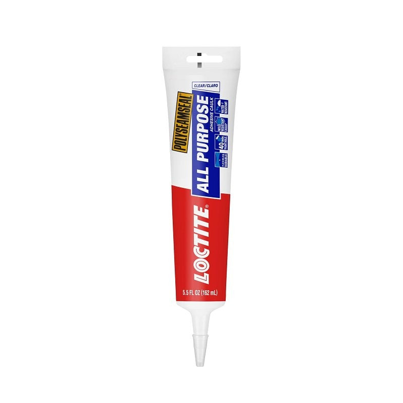 Loctite POLYSEAMSEAL 2139007 Adhesive Caulk, Clear, 24 hr to 2 weeks Curing, 40 to 100 deg F, 5.5 oz Squeeze Tube