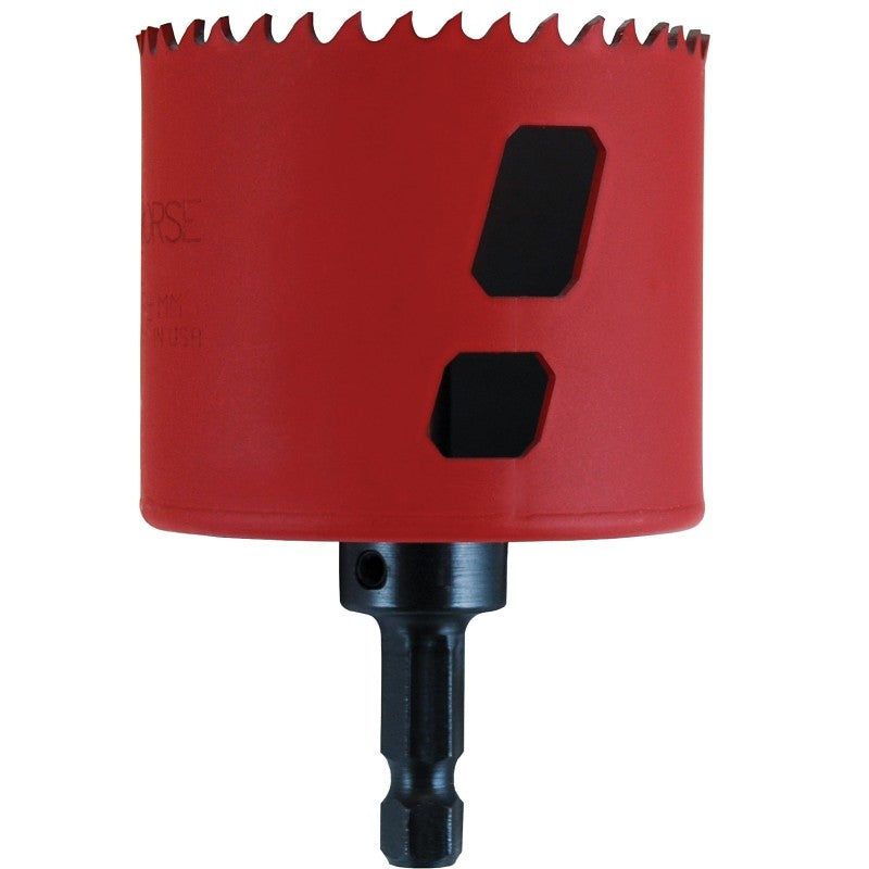 Morse MHSA44C Hole Saw, 2-3/4 in Dia, 1-15/16 in D Cutting, 3/8 in Arbor, 4/6 TPI, HSS Cutting Edge