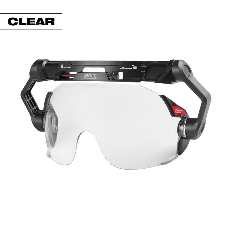 Milwaukee BOLT Series 48-73-1410 Dual Coat Lens Eye Visor, Clear Lens, Black Frame, Anti-Scratch Lens, Polycarbonate
