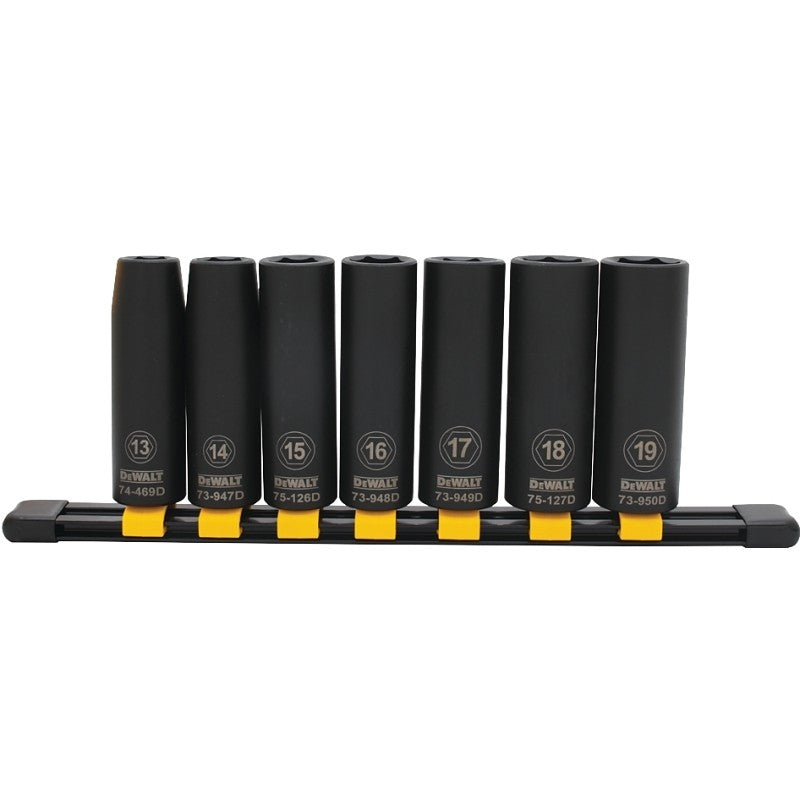 DEWALT DWMT74449OSP Series Socket Set, Includes: 13 mm, 14 mm, 15 mm, 16 mm, 17 mm, 18 mm, 19 mm Sockets