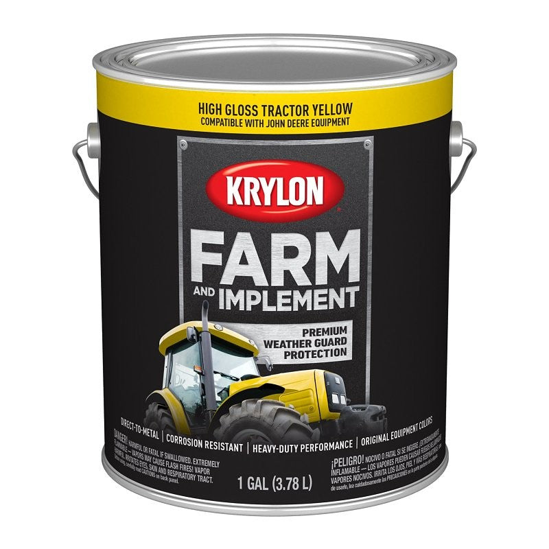 Krylon K01970008 Farm and Implement Paint, 1 gal, Yellow, Liquid (Pack of 4)