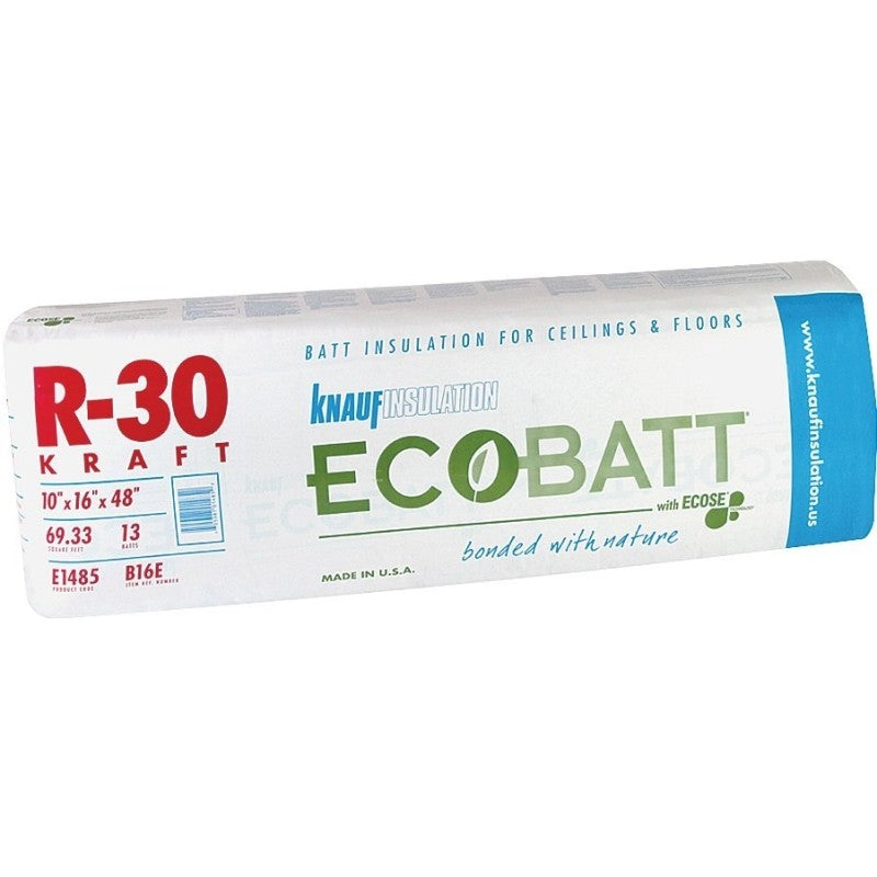 Knauf Insulation B16E R30K Insulation, 48 in L, 16 in W, R30 R-Value, Fiberglass, Natural Brown