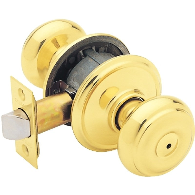 Schlage Georgian Series F40VGEO605 Privacy Lockset, 2.31 in L x 2.75 in W x 2.75 in H Dimensions, Bright Brass