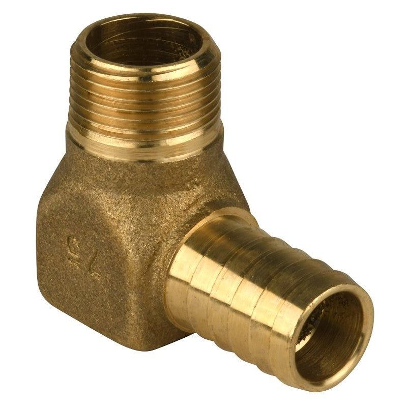 Water Source HE7575NL Heavy-Duty Hydrant Pipe Elbow, 3/4 in, MNPT x Barb, Brass