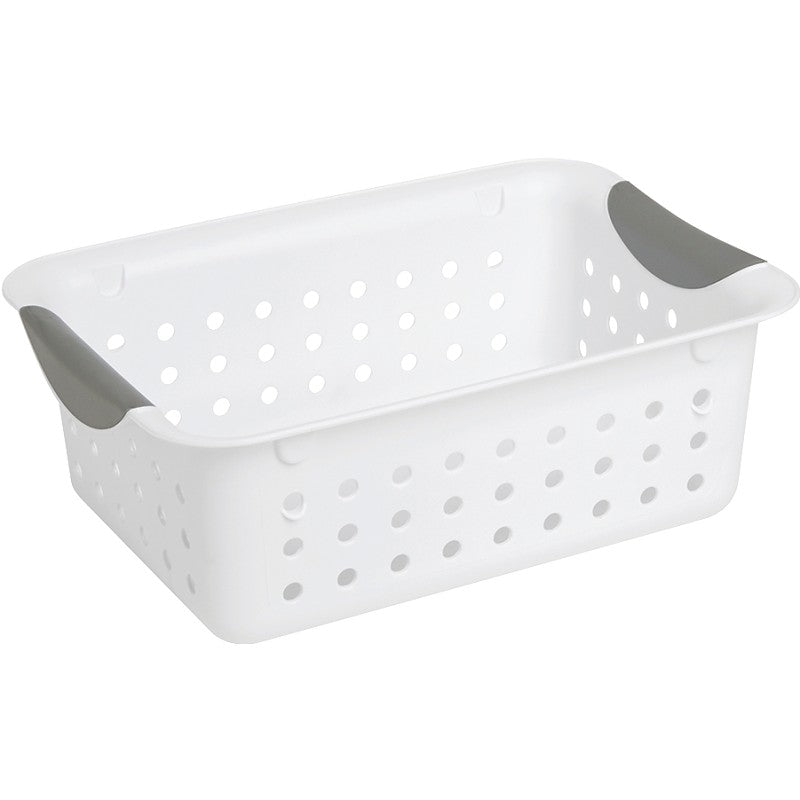 Sterilite Ultra 16228012 Storage Basket, 0.9 cu-ft, Plastic, White (Pack of 12)