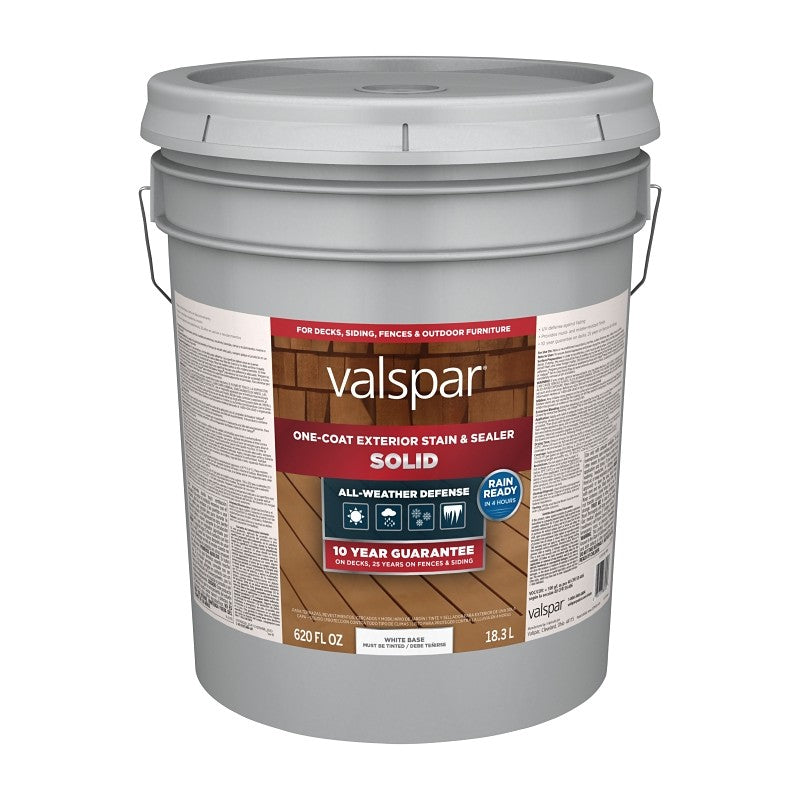 Valspar VL1031380-20 Stain and Sealer, Solid, White Base, Liquid, 5 gal
