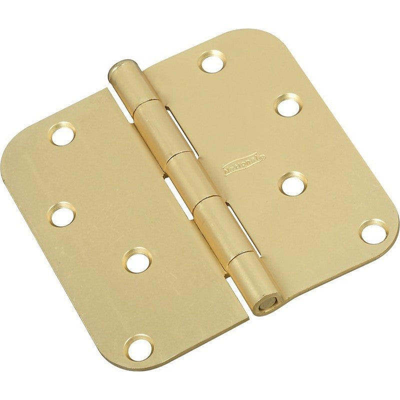 National Hardware N830-225 Door Hinge, 5/8 in Corner Radius, Steel, Satin Brass, Non-Rising