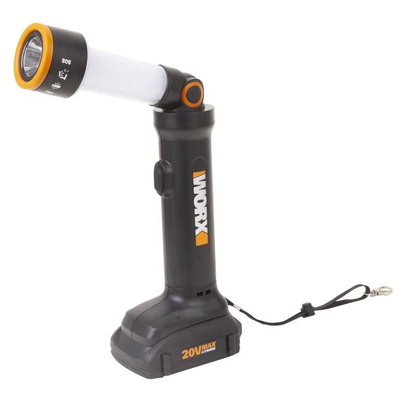 Worx WX027L Multi-Function Flashlight, 1.5 Ah, Lithium-Ion Battery, LED Lamp, 130, Black