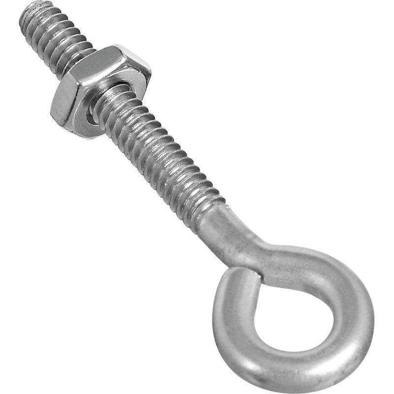 National Hardware N221-564 Eye Bolt, #10-24 Thread, 1-1/4 in L Thread, 0.28 in ID Dia Eye, 1.41 in L Shank (Pack of 10)