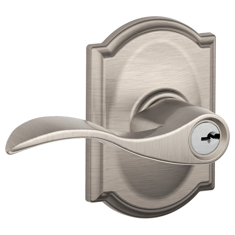 Schlage Accent Series F51A VACC619CAM Entry Lever, Mechanical Lock, Satin Nickel, Residential, 2 Grade