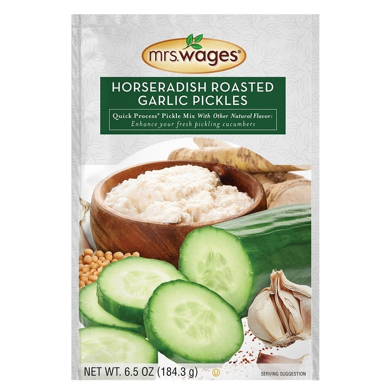 Mrs. Wages Quick Process W667-J7425 Pickle Mix, Horseradish Roasted Garlic Flavor, 6.5 oz (Pack of 12)