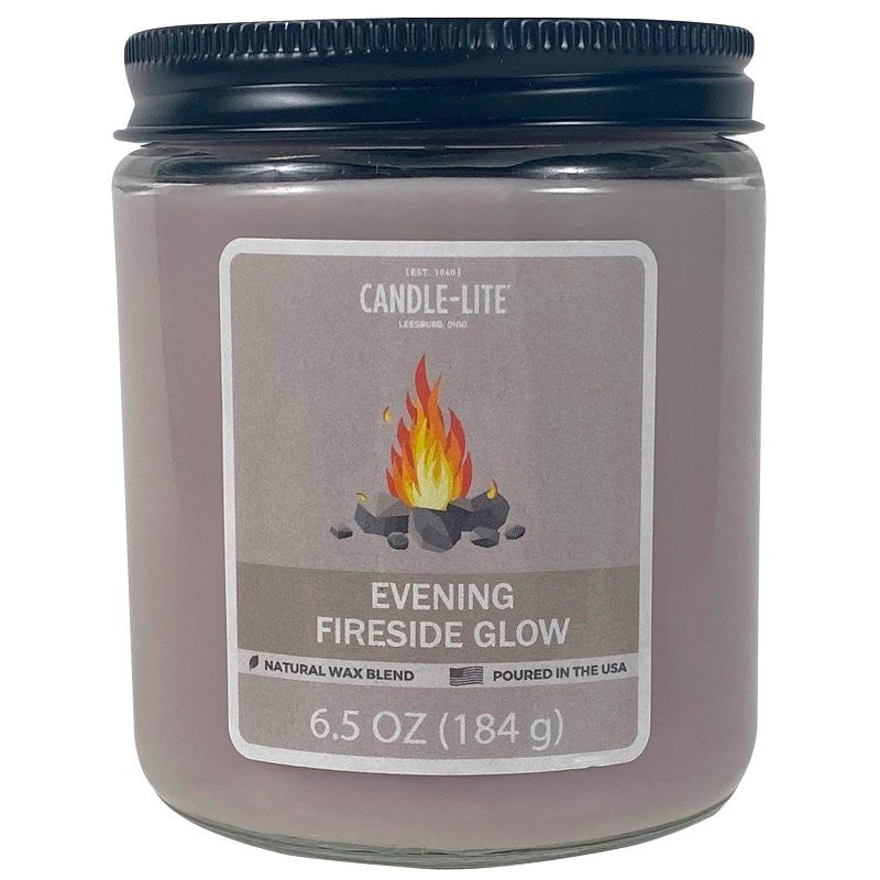 Candle-Lite 4603251 Jar Candle, 6.5 oz Candle, Evening Fireside Glow Fragrance (Pack of 6)