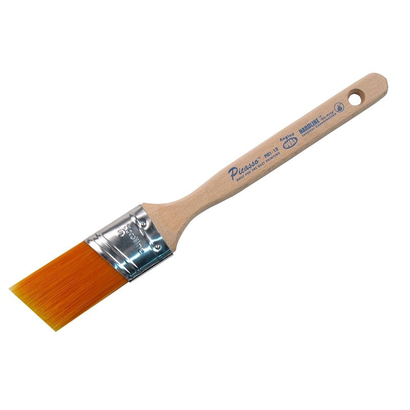 Proform Picasso PIC11-1.5 Paint Brush, 1-1/2 in W, Angled, Oval, Stiff Brush, PBT Bristle, Standard Handle