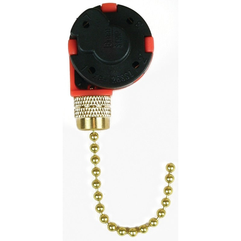 Jandorf 60303 Pull Chain Switch, 0.94 in L x 2.75 in W x 3.88 in H Dimensions, 250 V, 3 A, Brass