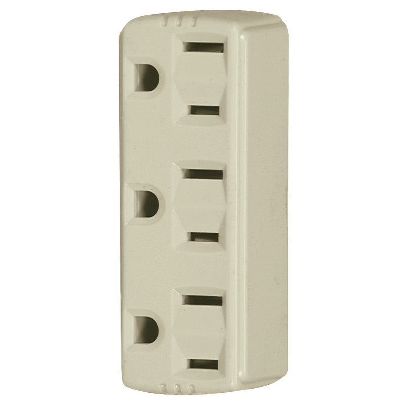 Eaton Wiring Devices 1147V-BOX Outlet Adapter, 2-Pole, 15 A, 125 V, 3-Outlet, NEMA: NEMA 5-15R, Ivory